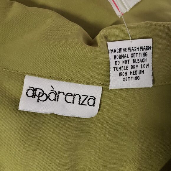Apparenza Womens Top Large Green Button Front 3/4 Sleeve Pockets Shoulder Pads - Picture 9 of 9
